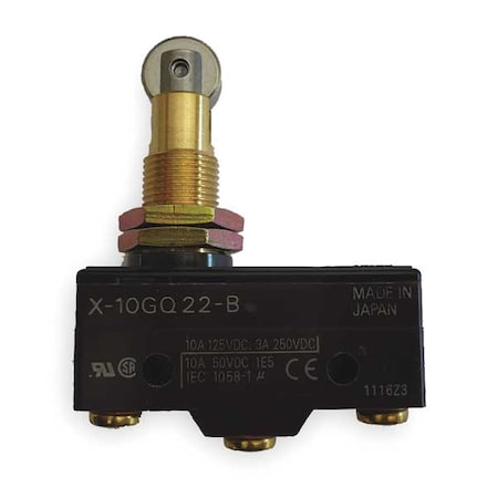 Industrial Snap Action Switch, Panel Mount, Plunger, Roller Actuator, SPDT MPN:X-10GQ22-B
