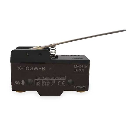 Industrial Snap Action Switch, Hinge, Lever Actuator, SPDT MPN:X-10GW-B