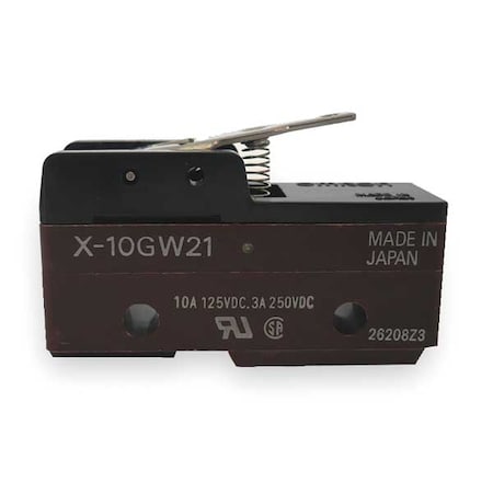 Industrial Snap Action Switch, Hinge, Lever, Short Actuator, SPDT MPN:X-10GW21