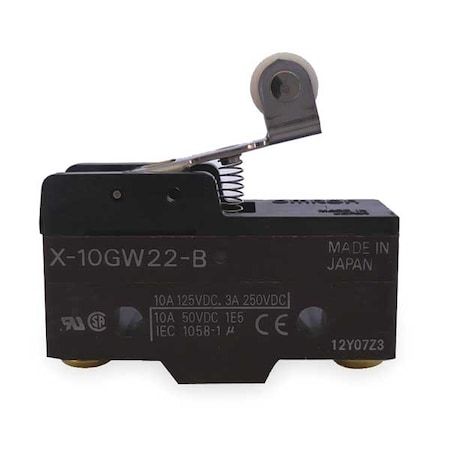 Industrial Snap Action Switch, Hinge Roller, Lever, Short Actuator, SPDT MPN:X-10GW22-B