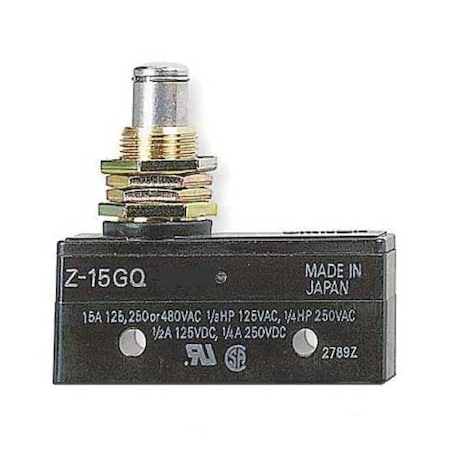 Snap Action Switch, Panel Mount, Plunger Actuator, SPDT, 15 A at 480 V AC Contact Rating MPN:Z-15GQ