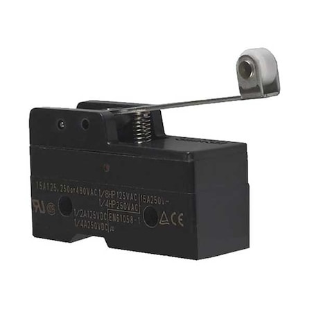 Snap Action Switch, Hinge Roller, Lever Actuator, SPDT, 15 A at 480 V AC Contact Rating MPN:Z-15GW2