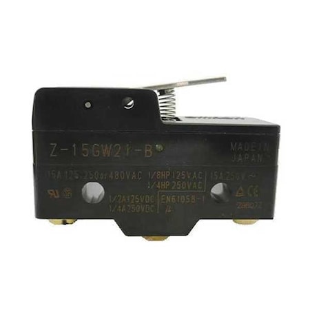 Snap Action Switch, Hinge, Lever, Short Actuator, SPDT, 15 A at 480 V AC Contact Rating MPN:Z-15GW21-B