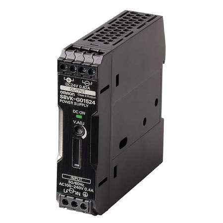 DC Power Supply, 100/240V AC, 24V DC, 15 W, 0.65 A, DIN Rail MPN:S8VK-G01524