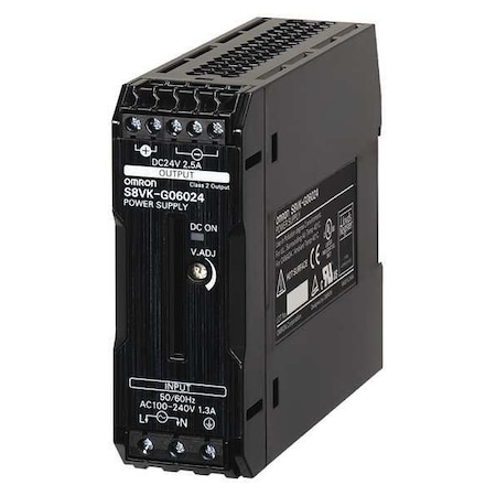 DC Power Supply, 100/240V AC, 24V DC, 60 W, 2.5 A, DIN Rail MPN:S8VK-G06024