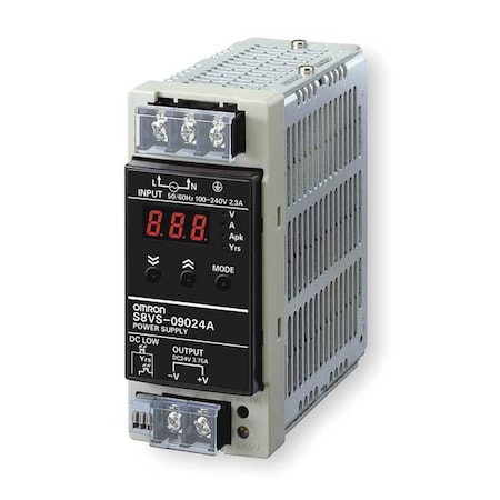 DC Power Supply, 100/240V AC, 24V DC, 90 W, 3.75 A, DIN Rail MPN:S8VS-09024A