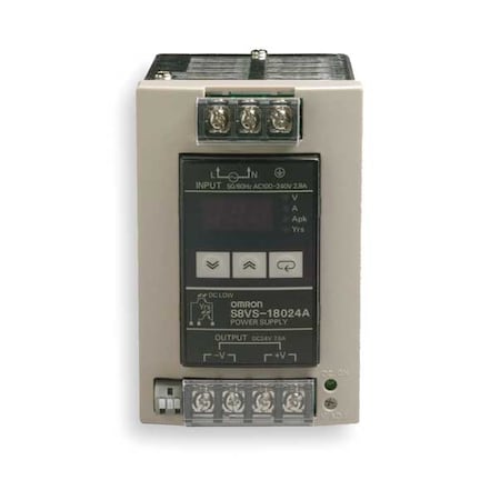 DC Power Supply, 100/240V AC, 24V DC, 180 W, 7.5 A, DIN Rail MPN:S8VS-18024A