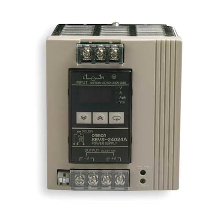 DC Power Supply, 100/240V AC, 24V DC, 240 W, 10 A, DIN Rail MPN:S8VS-24024A