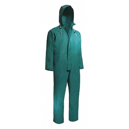 Coverall, PVC/Nylon Polyester, 31 1/2 in Inseam, 62 in Waist, 0.42 mm Thickness, Green, 2XL MPN:7102000