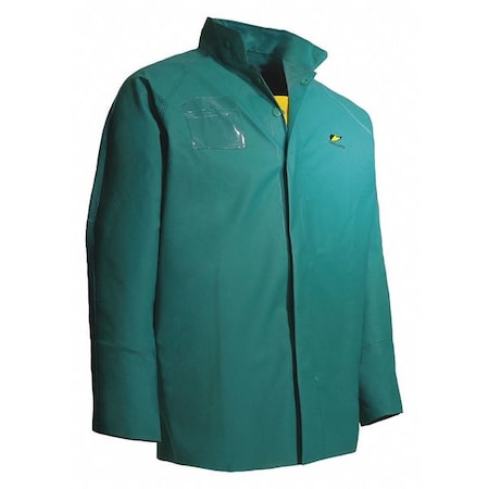 Chemtex Rain Jacket, Hood Snaps, Green, 4XL MPN:7103200