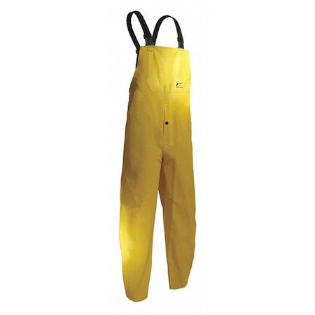 Webtex Bib Flyfront Overall, PVC, 29 in Inseam, 46 in Waist, 0.65 mm Thickness, Yellow, M MPN:7605200