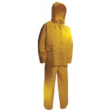 Flame Resistant 3 Piece Rain Suit, Nylon, PVC, PVC Scrim, 0.3 mm Thick, Detachable, Yellow, 3XL MPN:7801700