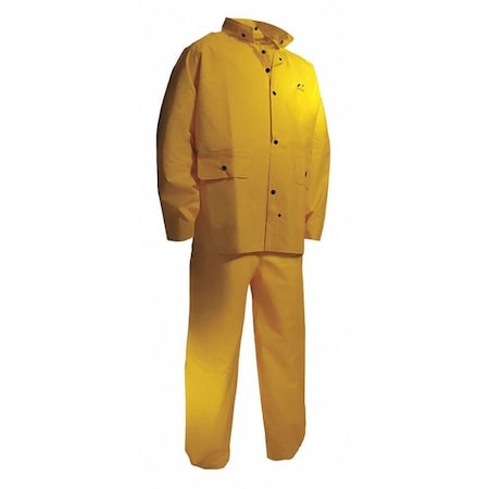 Flame Resistant 2 Piece Rain Suit, Nylon, PVC, PVC Scrim, 0.3 mm Thick, None, Yellow, 3XL MPN:7801800