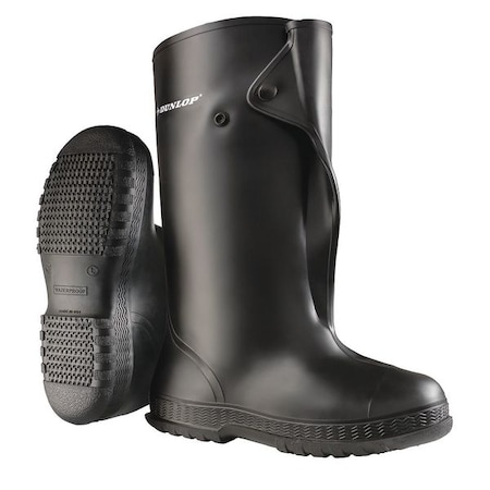 Overboots, Plain Toe, PVC, 17 in Height, Snap Tab Closure, Cleated Sole, Black, 2XL MPN:8603000