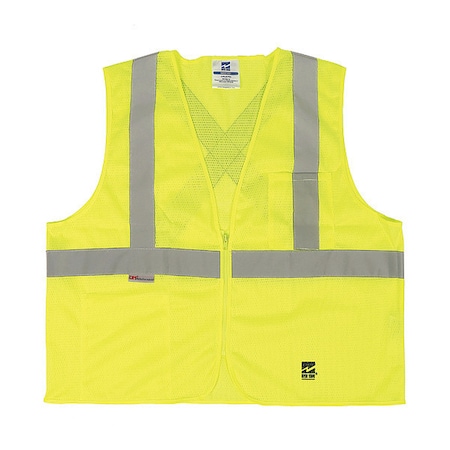 Safety Vest, Mesh, Zipper, Green, S/M MPN:U6108G-S/M