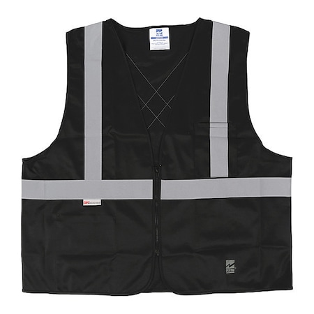 Safety Vest, Solid, Zipper, Black, L/XL MPN:U6109BK-L/XL
