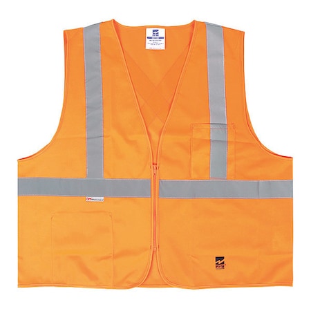 Safety Vest, Solid, Zipper, Orange, S/M MPN:U6109O-S/M