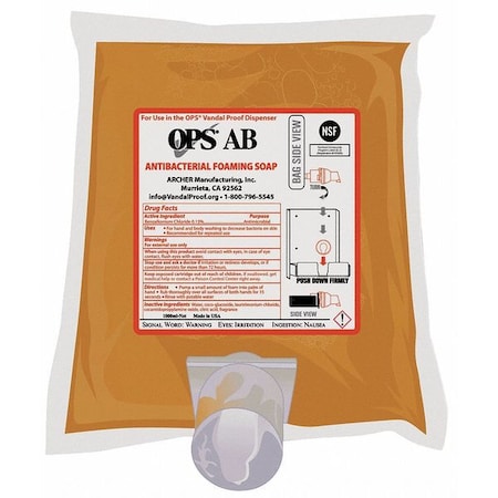 OPS Hand Soap, 1, 000 mL, Liquid, Fragrance Free, Alcohol Free/Antibacterial, 2 PK MPN:1405-02G