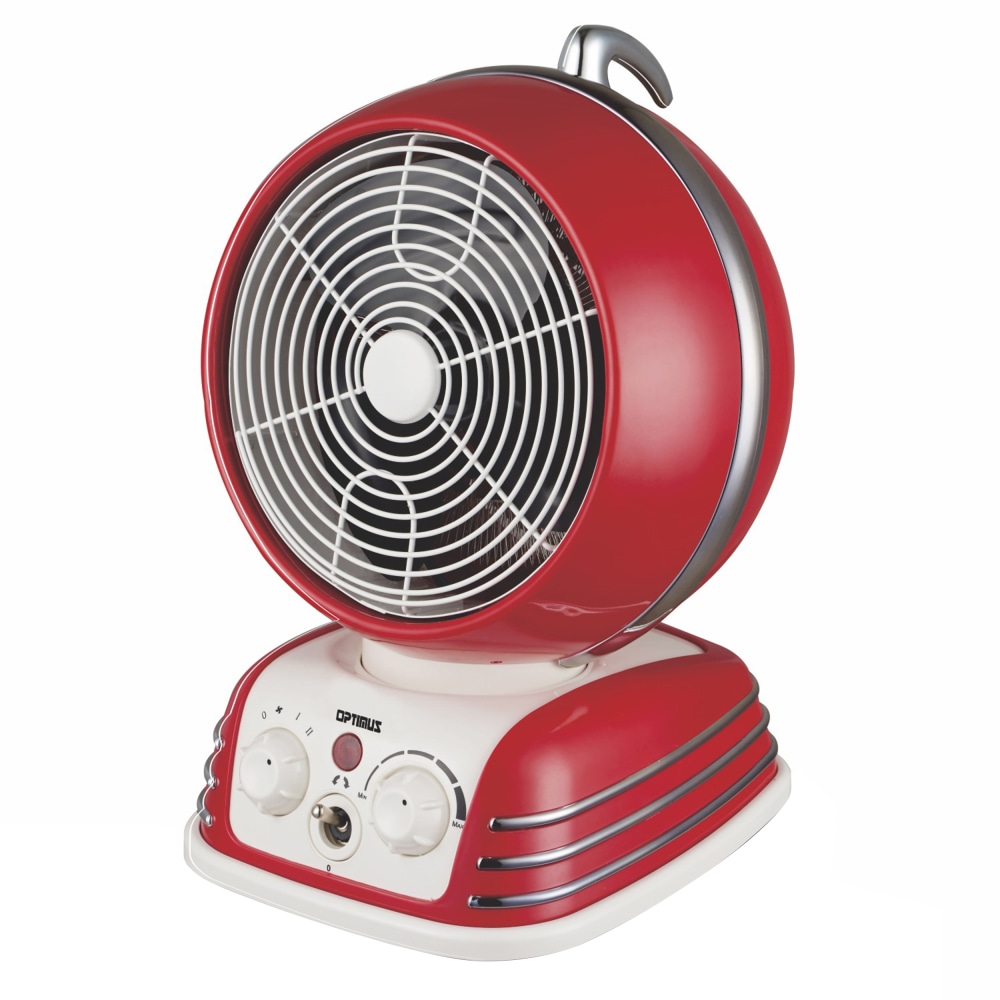 Optimus Retro Design 1500-Watt Oscillating Fan Heater, 11in x 9in, Red MPN:995109266M
