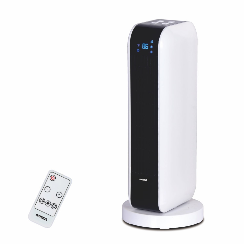 Optimus 1500-Watt Digital Oscillating Tower Heater With Remote, 17in x 4in, White MPN:995109272M