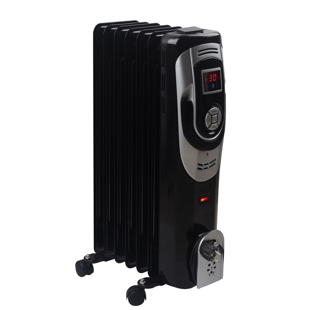 Optimus 1500-Watt Digital 7-Fins Oil-Filled Radiator Heater With Timer, 25in x 14in, Black MPN:995109383M