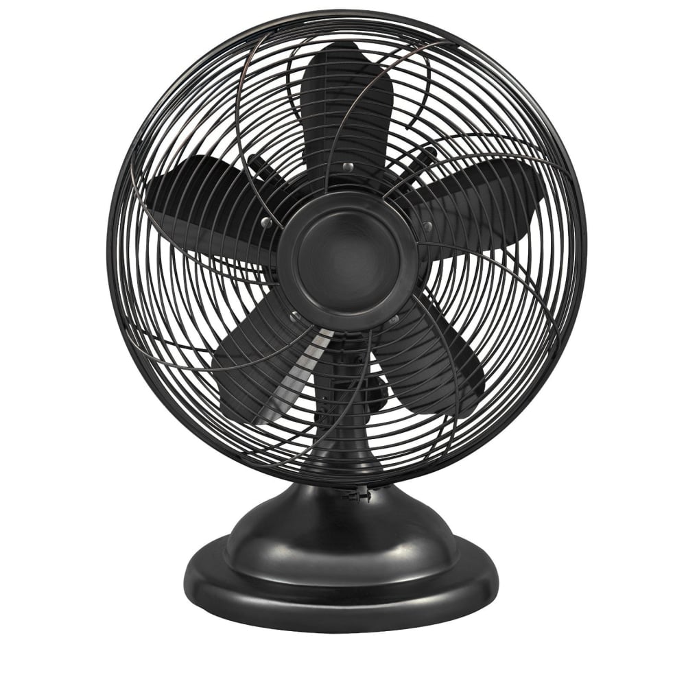 Optimus 12in Adjustable Oscillating Antique-Style Table Fan, 15in x 13in, Black MPN:99579751M