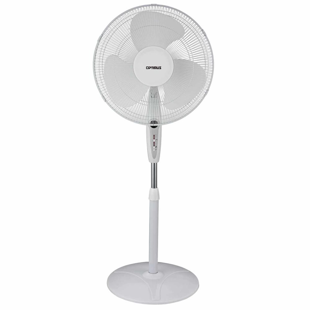 Optimus 16in Adjustable Oscillating Stand Fan With Remote Control, White MPN:99588714M