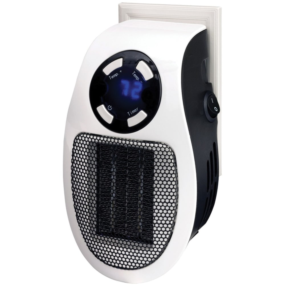 Optimus Wall Outlet Plug-in Handy Heater with Thermostat & Timer - Ceramic - Electric - 450 W - 1x Heat Settings - H7801 MPN:H-7801