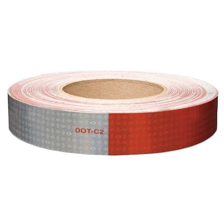 Reflective Tape, W 2 In, White/Red MPN:18686