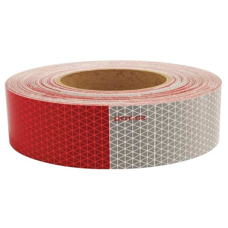 Reflective Tape, W 1.75 In, Red/White MPN:18814