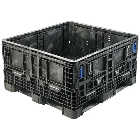 Collapsible Bulk Container 19.3 cu ft Volume Cap., 48 in L, 45 in W, 25 in H, Plastic, Black MPN:906031
