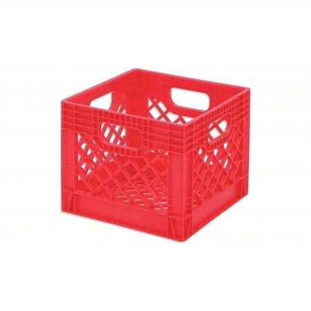 Dairy Case/Dairy Crate 13 1/8 in L, 13 1/8 in W, 12 1/8 in H, Plastic, Red MPN:DY16 Red