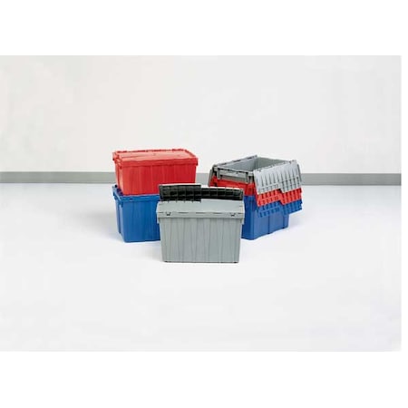 Attached Lid Container, 4.48 gal Volume Cap., 15 1/4 in L, 10 7/8 in W, 9 7/8 in H, Plastic, Gray MPN:FP06 Gray