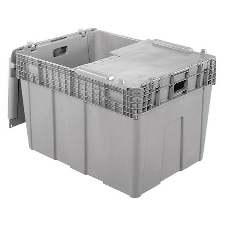 Attached Lid Container, 45.63 gal Volume Cap., 30 in L, 22 in W, 20 1/2 in H, Plastic, Metal Hinge MPN:FP60 Grey