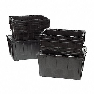 Attached Lid Container Black Solid HDPE MPN:FP143 Black Recycled