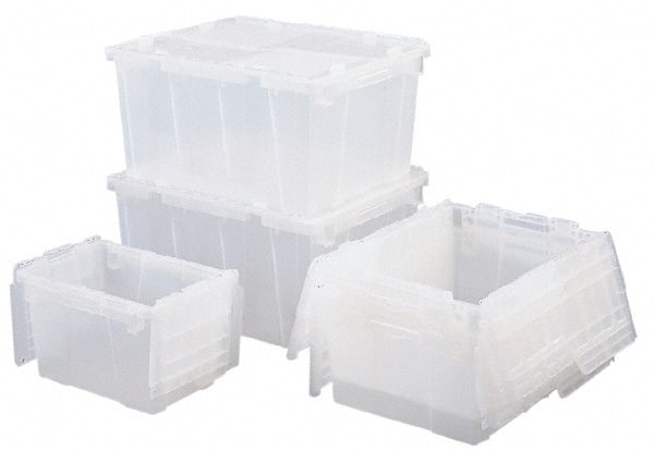 Polypropylene Attached-Lid Storage Tote: 70 lb Capacity MPN:FP075 CLEAR