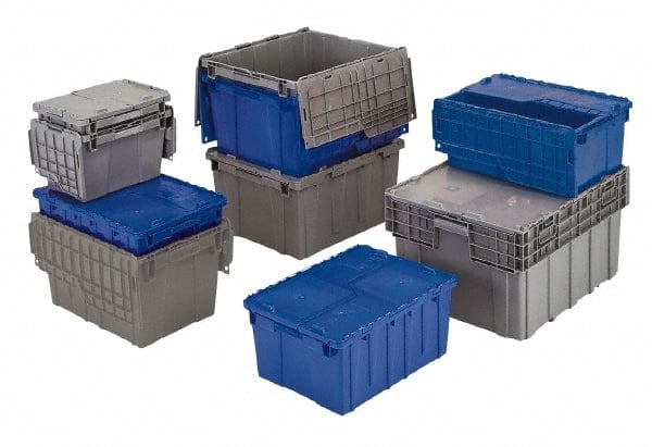 Polyethylene Attached-Lid Storage Tote: 40 lb Capacity MPN:FP19 GREY