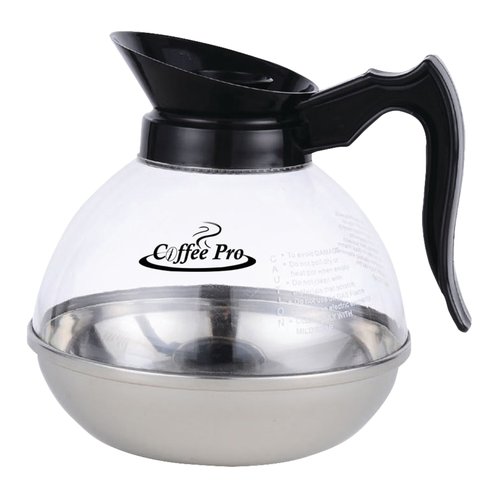 Coffee Pro 12-Cup Unbreakable Coffee Decanter, Black/Clear/Silver (Min Order Qty 4) MPN:CPU12