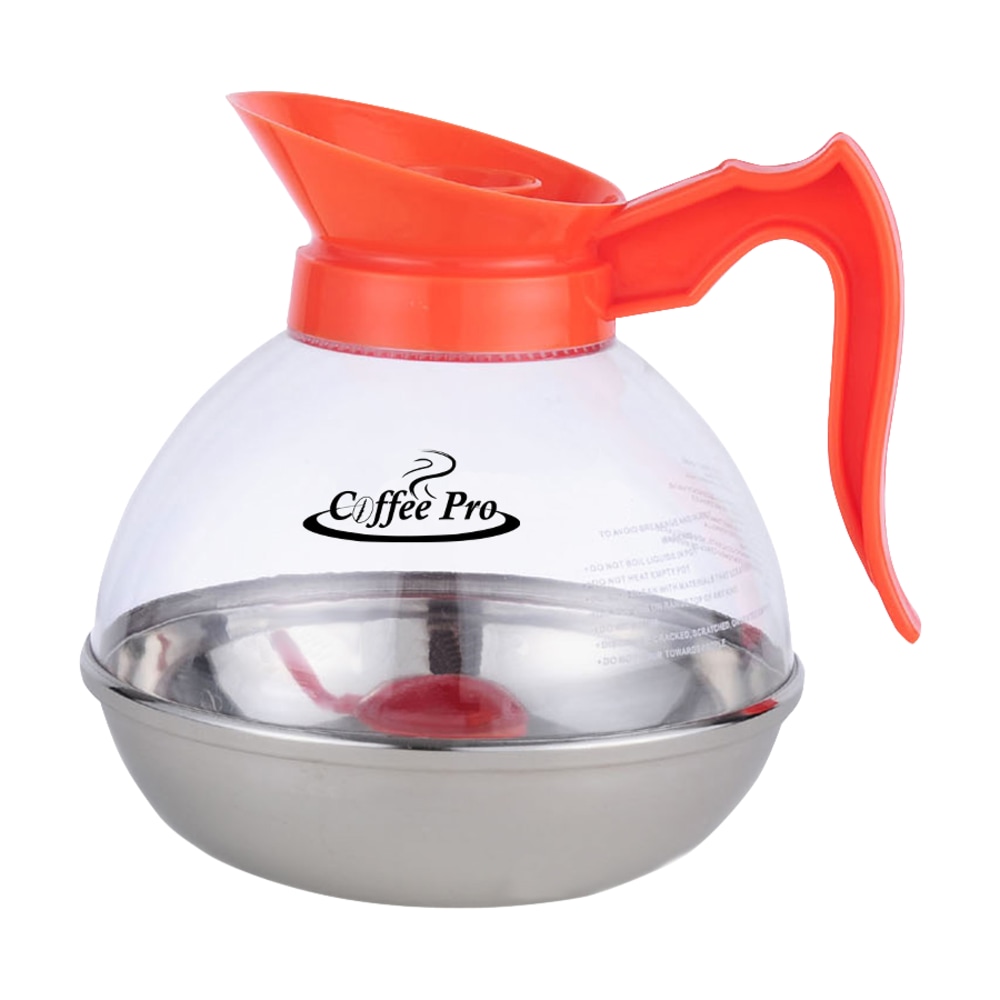 Coffee Pro 12-Cup Polycarbonate Decaf Unbreakable Coffee Decanter, Clear/Orange (Min Order Qty 4) MPN:CPU13