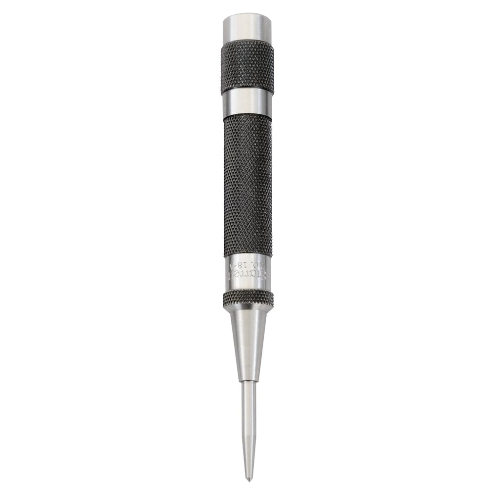 Starrett Automatic Center Punches, 5 in L, 9/16 in Tip, Steel MPN:681-50120