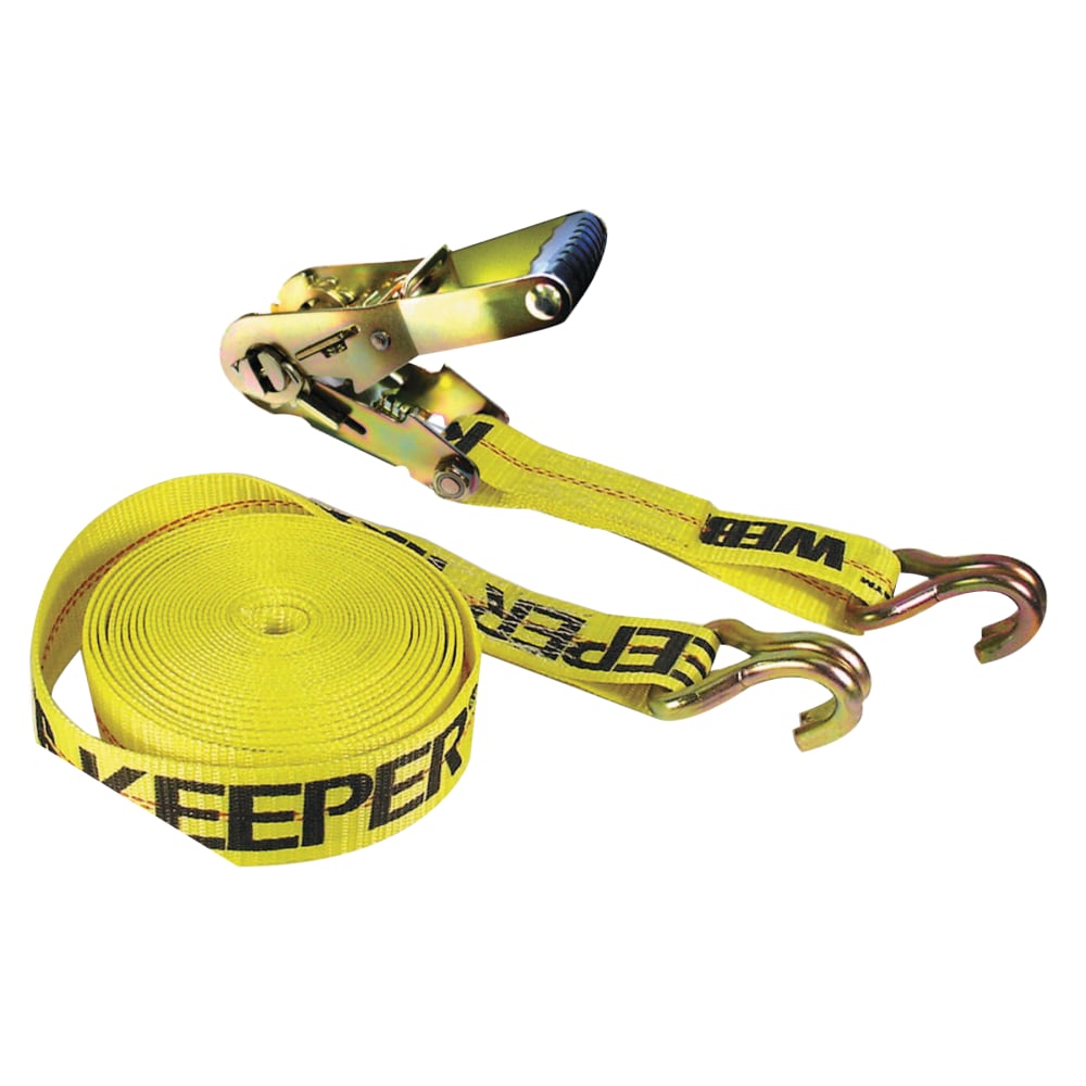 Ratchet Tie-Down Straps, Double-J Hooks, 2 in W, 27 ft L, 10, 000 lb Capacity MPN:130-04622