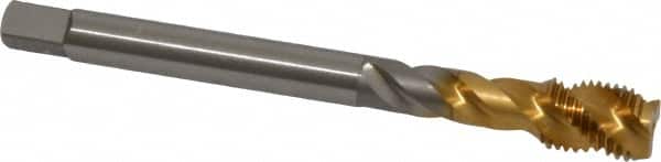 Spiral Flute Tap: 7/16-20 UNF, 3 Flutes, Modified Bottoming, 2B Class of Fit, Vanadium High Speed Steel, TIN Coated MPN:2332205