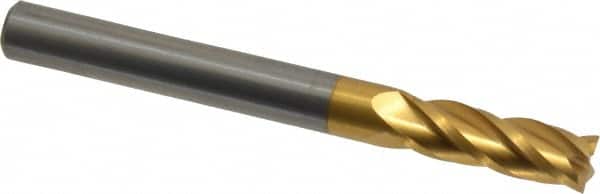 Square End Mill: 1/4'' Dia, 3/4'' LOC, 1/4'' Shank Dia, 2-1/2'' OAL, 4 Flutes, Solid Carbide MPN:404-250005