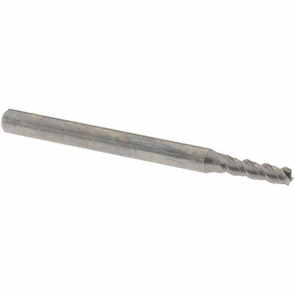 Square End Mill: 3/32'' Dia, 5/16'' LOC, 1/8'' Shank Dia, 1-1/2'' OAL, 3 Flutes, Solid Carbide MPN:445-0938