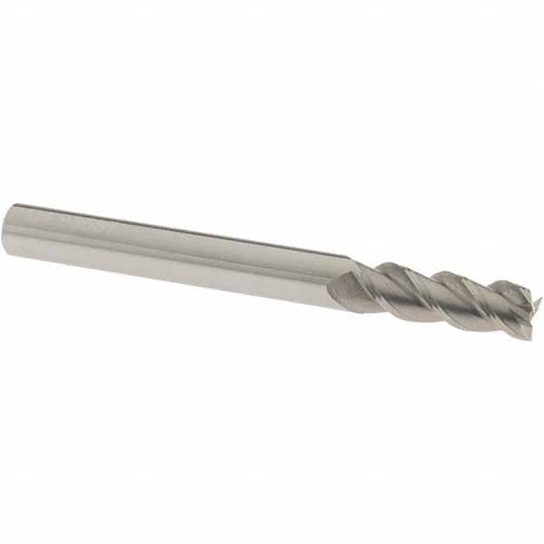 Square End Mill: 1/4'' Dia, 3/4'' LOC, 1/4'' Shank Dia, 2-1/2'' OAL, 3 Flutes, Solid Carbide MPN:445-2500