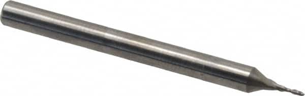 Square End Mill: 0.025'' Dia, 5/64'' LOC, 1/8'' Shank Dia, 1-1/2'' OAL, 2 Flutes, Solid Carbide MPN:492-0250