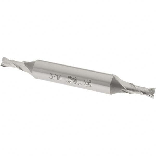 Square End Mill: 3/16'' Dia, 7/16'' LOC, 3/8'' Shank Dia, 3-1/8'' OAL, 2 Flutes, Cobalt MPN:5220200