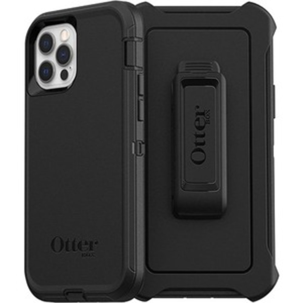 OtterBox Defender Rugged Carrying Case (Holster) Apple iPhone 12 Pro, iPhone 12 Smartphone - Black MPN:77-65401