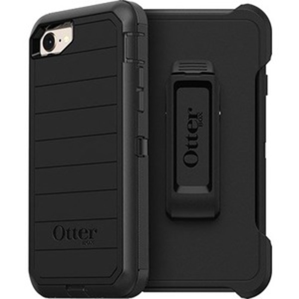 OtterBox Defender Series Pro Rugged Carrying Case Holster For Apple iPhone SE 2, iPhone SE 3, iPhone 8, iPhone 7 Smartphone, Black MPN:77-81814