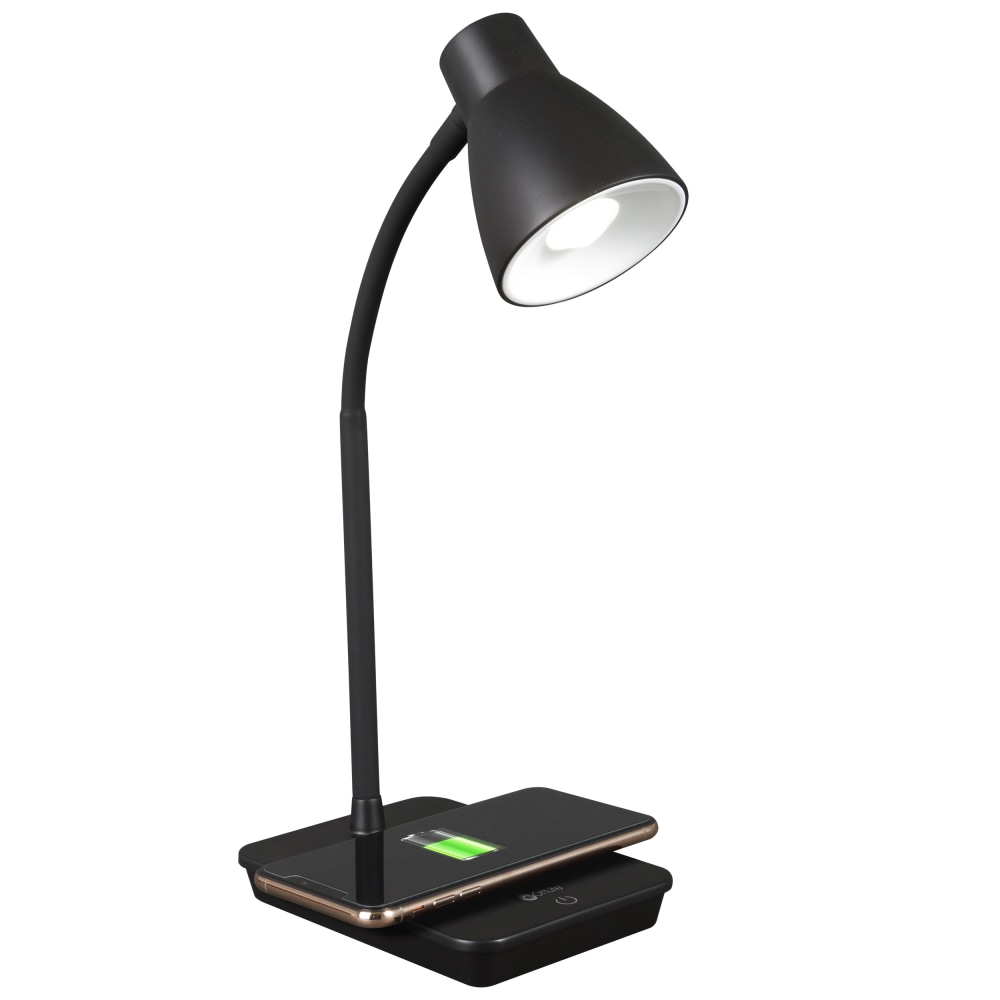 OttLite Wellness Series Infuse LED Desk Lamp With Wireless And USB Charging, 15-1/2inH, Black MPN:CSA26KUQ-SHPR